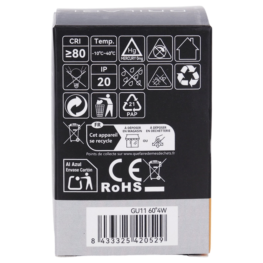 LED Λάμπα MR11 GU10/4W/230V 3000K 60° μαύρη - BRILAGI
