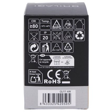 LED λάμπα MR11 GU10/4W/230V 3000K μαύρη - BRILAGI