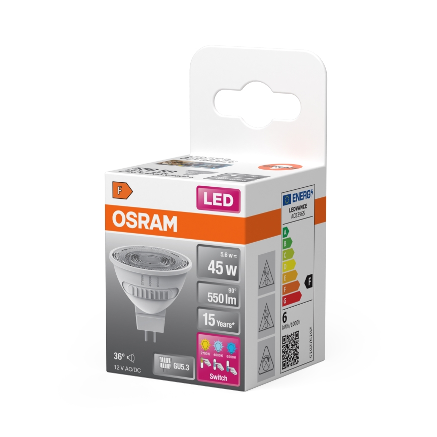 LED λάμπα MR16 GU5,3/5,6W/12V 2700/4000/6500K 36° - Osram