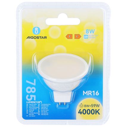 LED λάμπα MR16 GU5,3/8W/12V 4000K - Aigostar