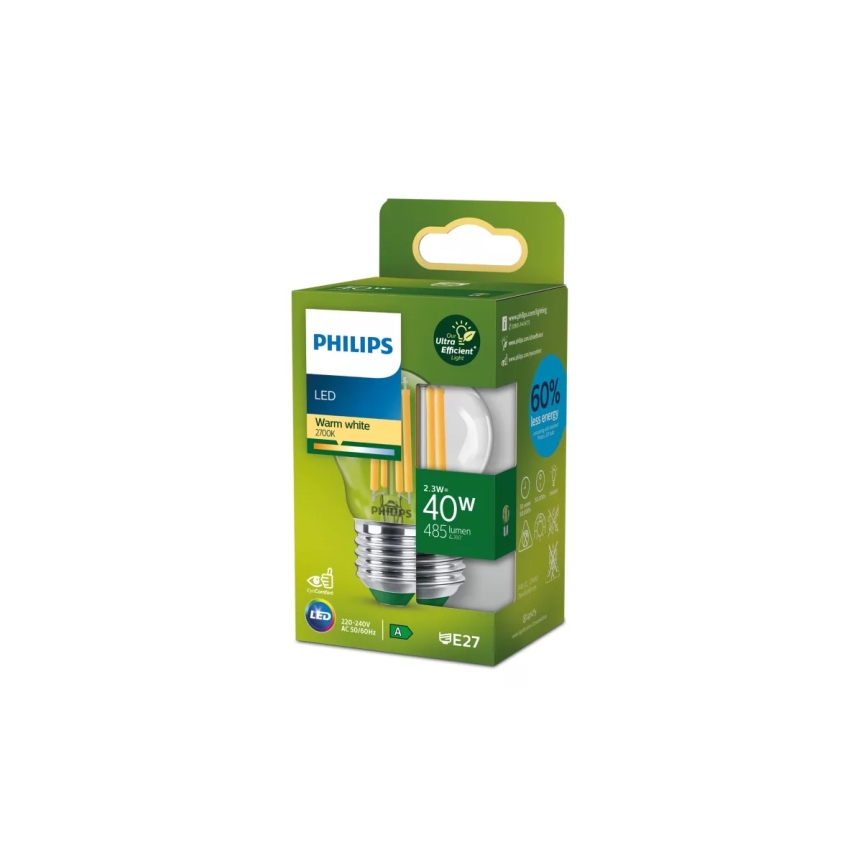LED λάμπα ULTRAEFFICIENT VINTAGE Philips P45 E27/2,3W/230V 2700K