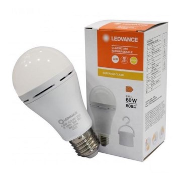 LED Λάμπα Επαναφορτιζόμενη A60 E27/8W/230V 2700K - Ledvance