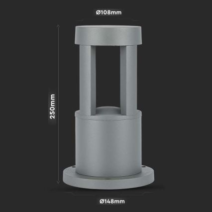 LED Λάμπα εξωτερικού χώρου LED/10W/230V 25cm 4000K IP65 γκρι