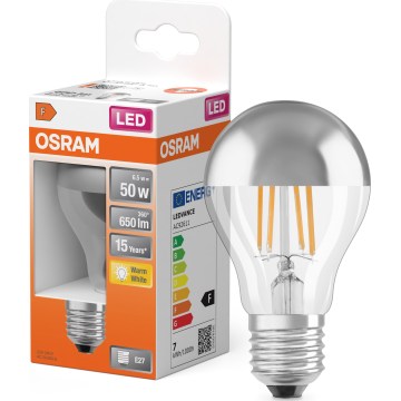 LED λάμπα με καθρεφτισμένη κορυφή FILAMENT E27/6,5W/230V 2700K ασημένια- Osram