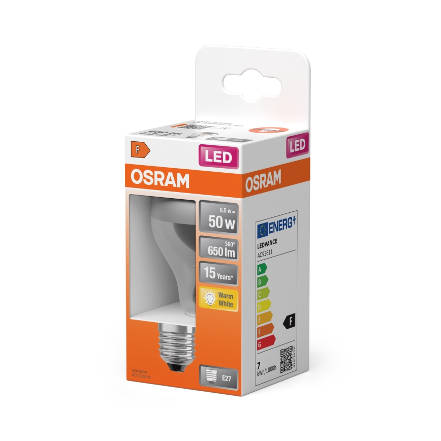 LED λάμπα με καθρεφτισμένη κορυφή FILAMENT E27/6,5W/230V 2700K ασημένια- Osram