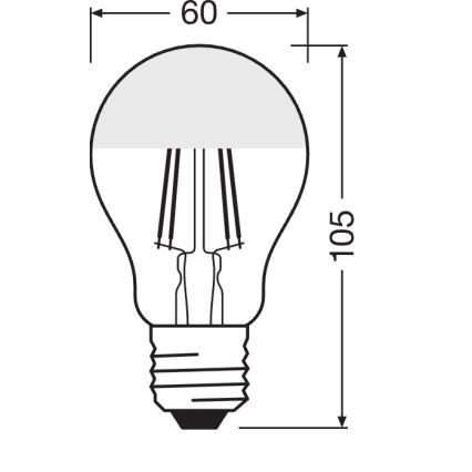 LED λάμπα με καθρεφτισμένη κορυφή FILAMENT E27/6,5W/230V 2700K ασημένια- Osram