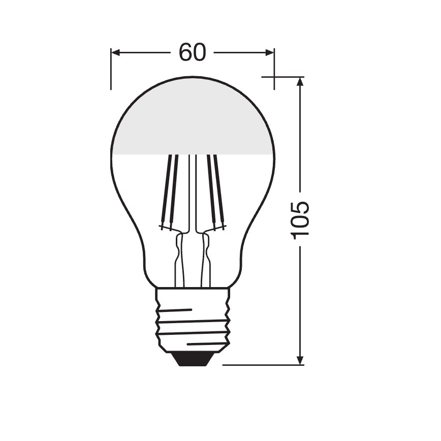 LED λάμπα με καθρεφτισμένη κορυφή FILAMENT E27/6,5W/230V 2700K ασημένια- Osram