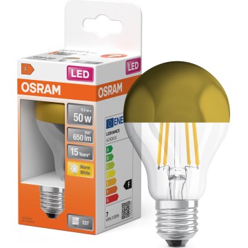 LED λάμπα με καθρεφτισμένη κορυφή FILAMENT E27/6,5W/230V 2700K χρυσή - Osram