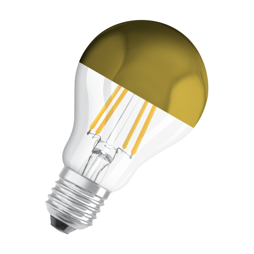 LED λάμπα με καθρεφτισμένη κορυφή FILAMENT E27/6,5W/230V 2700K χρυσή - Osram