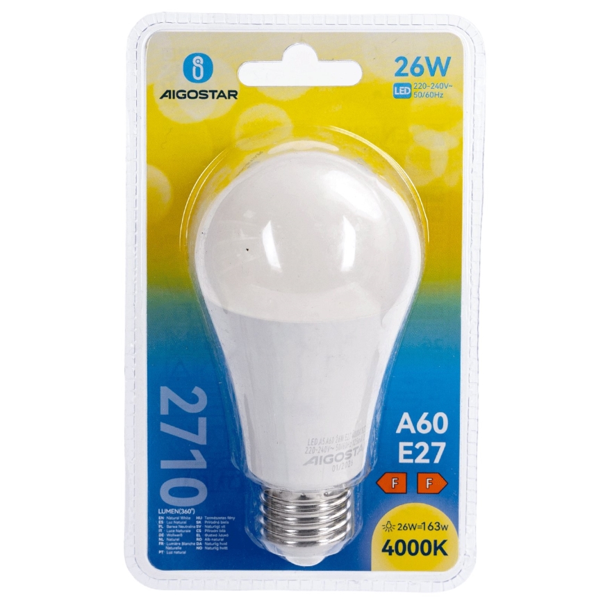 LED λαμπτήρας A60 E27/26W/230V 4000K - Aigostar