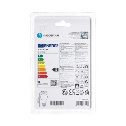 LED λαμπτήρας A60 E27/8W/230V 330° 2700K - Aigostar