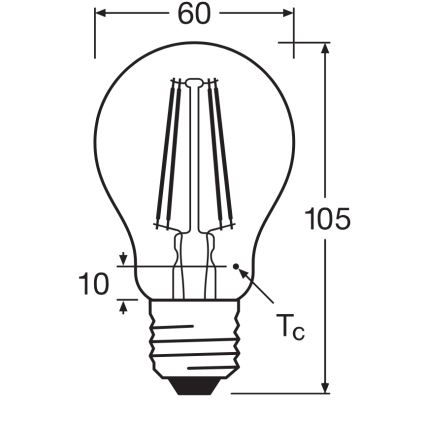 LED Λαμπτήρας CLASSIC FILAMENT A60 E27/7,5W/230V 2700K - Ledvance