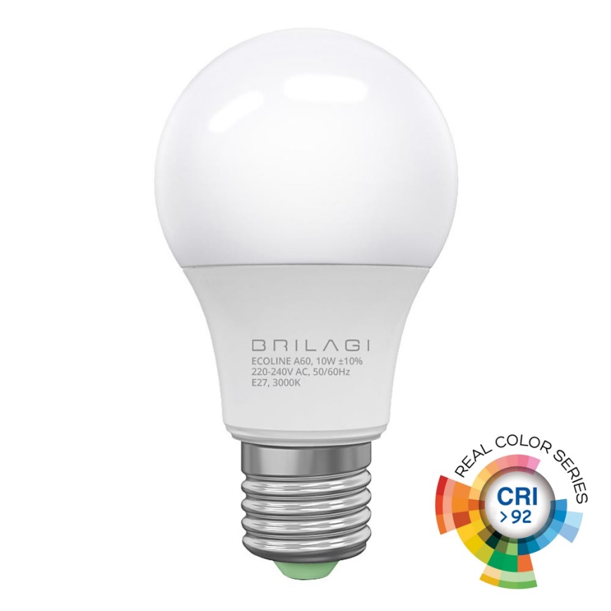 LED λαμπτήρας ECOLINE A60 E27/10W/230V 3000K CRI 92 - Brilagi