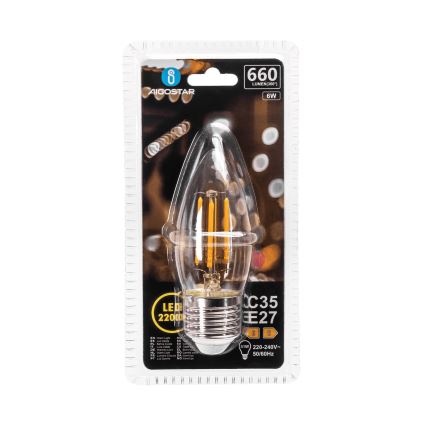 LED Λαμπτήρας FILAMENT C35 E27/6W/230V 2200K - Aigostar