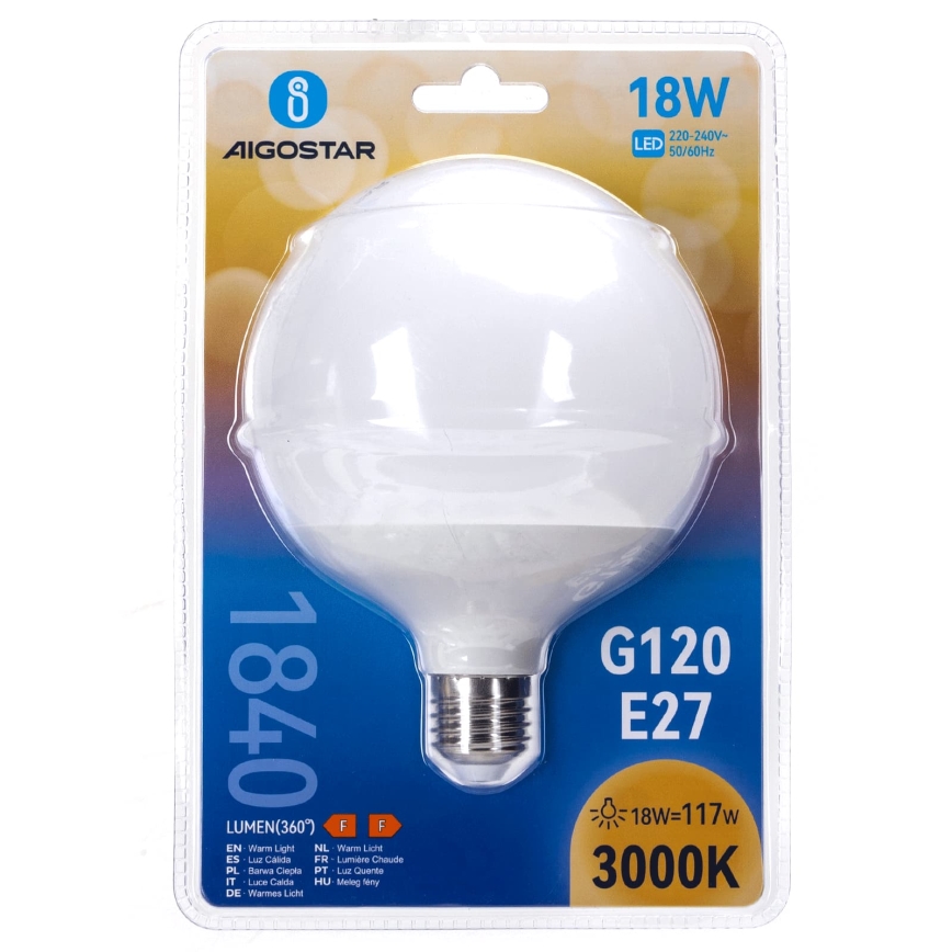 LED λαμπτήρας G120 E27/18W/230V 3000K - Aigostar