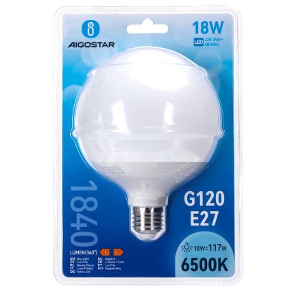 LED Λαμπτήρας G120 E27/18W/230V 6500K - Aigostar
