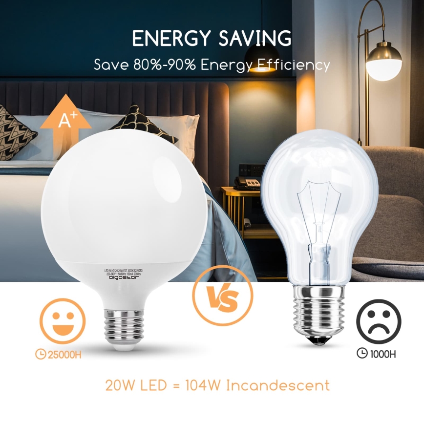 LED λαμπτήρας G120 E27/20W/230V 3000K - Aigostar