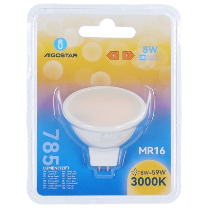 LED λαμπτήρας MR16 GU5,3/8W/12V 3000K - Aigostar
