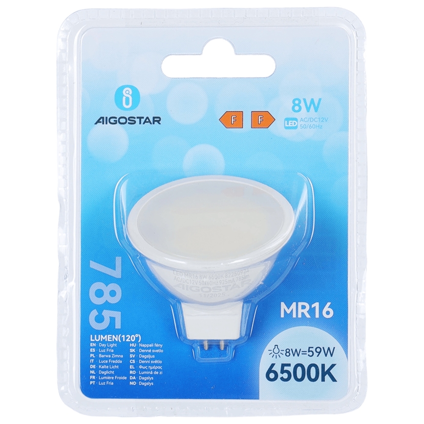 LED Λαμπτήρας MR16 GU5,3/8W/12V 6500K - Aigostar