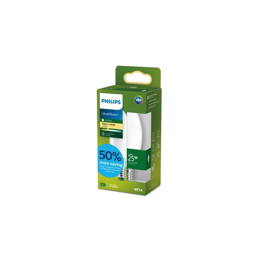 LED λαμπτήρας ULTRAEFFICIENT Philips B35 E14/1,2W/230V 2700K