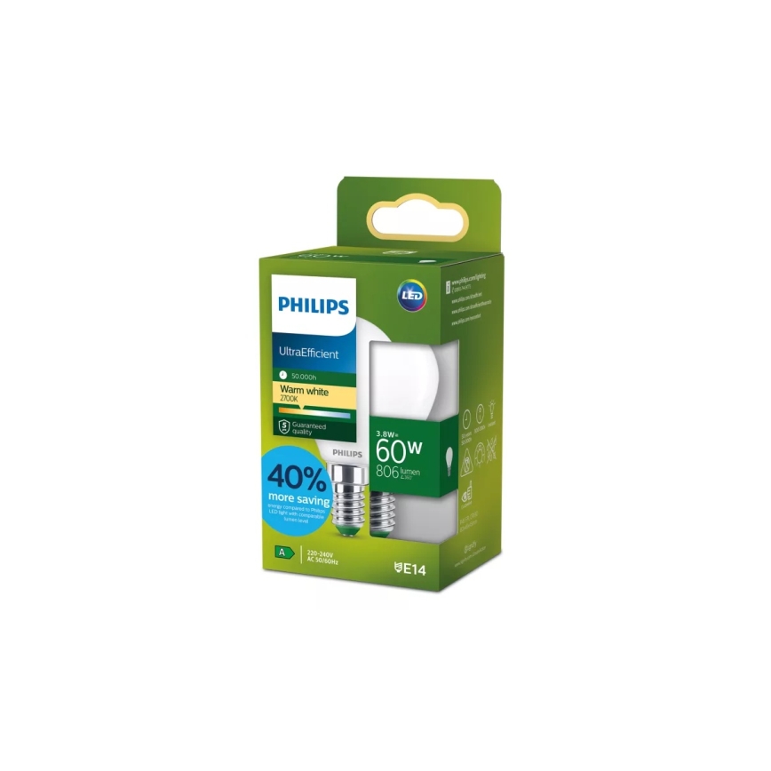 LED λαμπτήρας ULTRAEFFICIENT Philips P45 E14/3,8W/230V 2700K