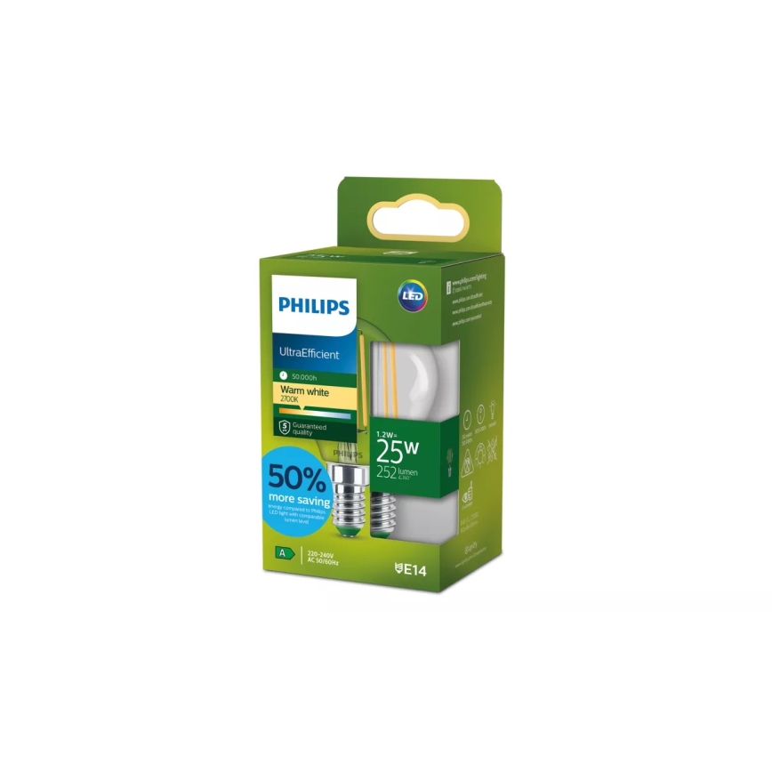 LED λαμπτήρας ULTRAEFFICIENT VINTAGE Philips P45 E14/1,2W/230V 2700K