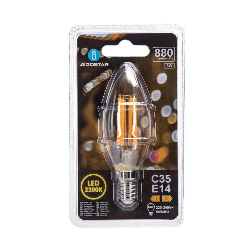 LED λαμπτήρας νήματος C35 E14/8W/230V 2200K - Aigostar