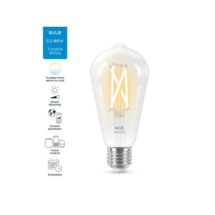 LED Dimmable λάμπα FILAMENT ST64 E27/6,7W/230V 2700-6500K CRI 90 Wi-Fi - WiZ