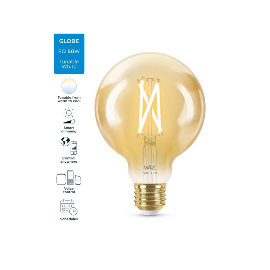 LED Dimmable λάμπα VINTAGE FILAMENT G95 E27/6,7W/230V 2000-5000K CRI 90 Wi-Fi - WiZ