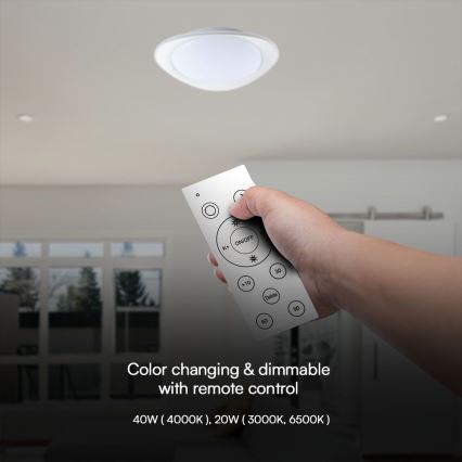LED Dimmable φωτιστικό οροφής LED/40W/230V 3000-6500K 45 cm λευκό + τηλεχειριστήριο