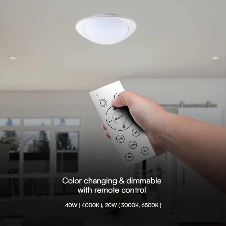 LED Dimmable φωτιστικό οροφής LED/40W/230V 3000-6500K 45 cm λευκό + τηλεχειριστήριο