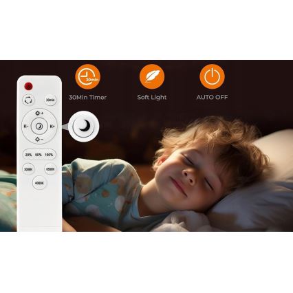 LED Dimmable φωτιστικό οροφής LED/60W/230V 3000-6500K διάμετρος 60 cm μαύρο + τηλεχειριστήριο