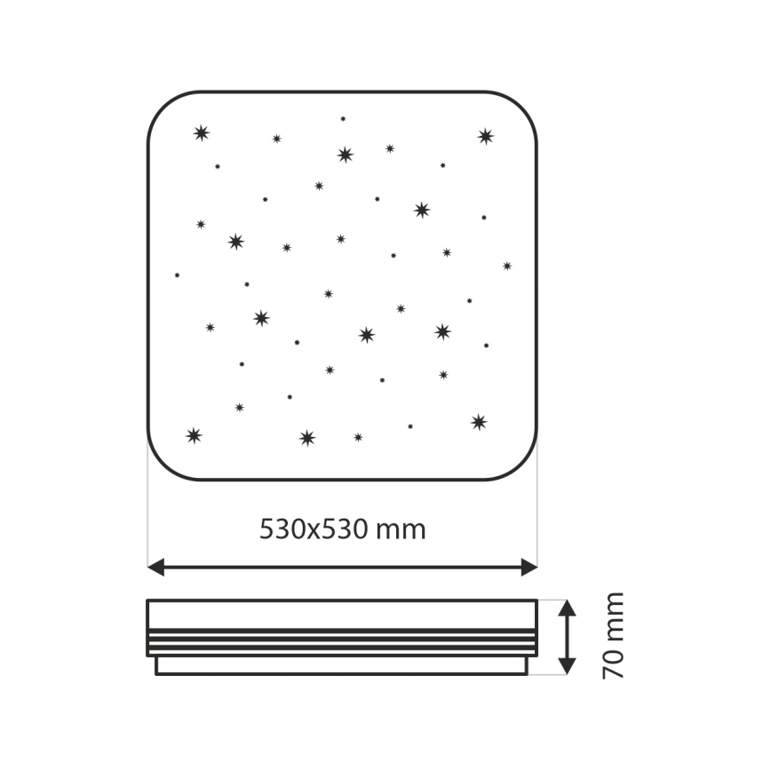 LED Dimmable φωτιστικό οροφής MANA LED/60W/230V 2700-6500K 53x53 cm + τηλεχειριστήριο
