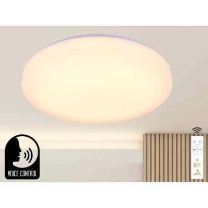 LED Dimmable φωτιστικό οροφής με φωνητικό έλεγχο OPAL LED/48W/230V 2700-6500K λευκό + τηλεχειριστήριο