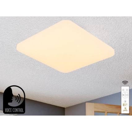 LED Dimmable φωτιστικό οροφής με φωνητικό έλεγχο OPAL LED/48W/230V 2700-6500K λευκό + τηλεχειριστήριο