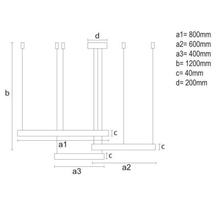 Led Dimmable κρεμαστό φωτιστικό οροφής LED/125W/230V 3000-6500K διάμετρος 80 cm + τηλεχειριστήριο