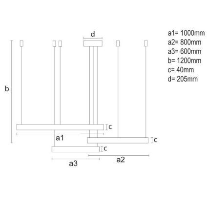 Led Dimmable κρεμαστό φωτιστικό οροφής LED/170W/230V 3000-6500K διάμετρος 100 cm + τηλεχειριστήριο