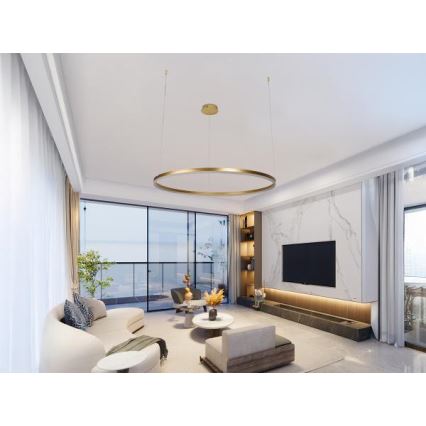 Led Dimmable κρεμαστό φωτιστικό οροφής LED/55W/230V 3000-6500K διάμετρος 80 cm + τηλεχειριστήριο