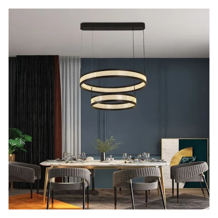 Led Dimmable κρεμαστό φωτιστικό οροφής LED/70W/230V 3000-6500K διάμετρος 60 cm μαύρο + τηλεχειριστήριο