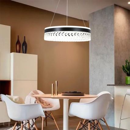 LED Dimming κρύσταλλο πολύφωτο on a string LED/90W/230V 3000-6500K μαύρο + τηλεχειριστήριο