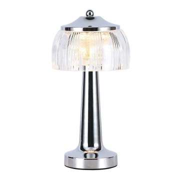 LED Dimmable επαναφορτιζόμενο επιτραπέζιο φωτιστικό αφής LED/1W/5V 3000-6000K 1800 mAh γυαλιστερό χρώμιο