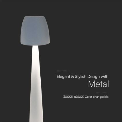 LED Dimmable επαναφορτιζόμενο επιτραπέζιο φωτιστικό αφής LED/3W/5V 3000-6000K 1800 mAh λευκό