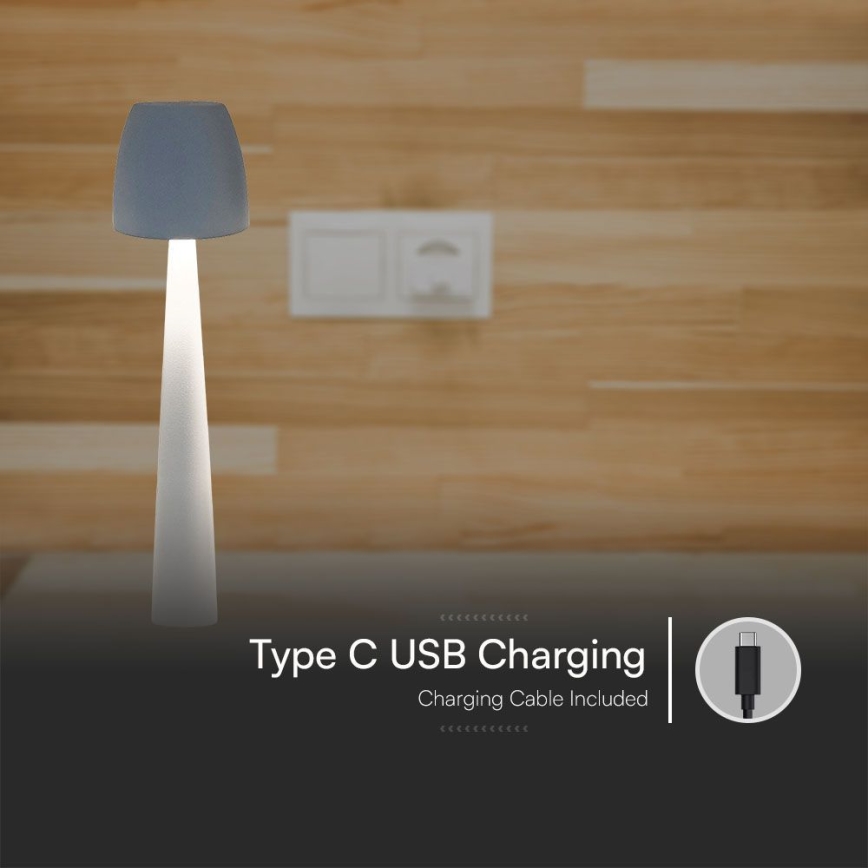 LED Dimmable επαναφορτιζόμενο επιτραπέζιο φωτιστικό αφής LED/3W/5V 3000-6000K 1800 mAh λευκό