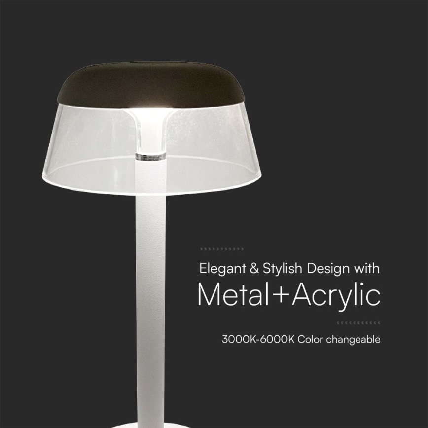 LED Dimmable επαναφορτιζόμενο επιτραπέζιο φωτιστικό αφής LED/3W/5V 3000-6000K 1800 mAh λευκό