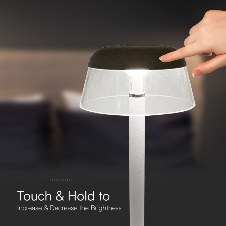 LED Dimmable επαναφορτιζόμενο επιτραπέζιο φωτιστικό αφής LED/3W/5V 3000-6000K 1800 mAh λευκό