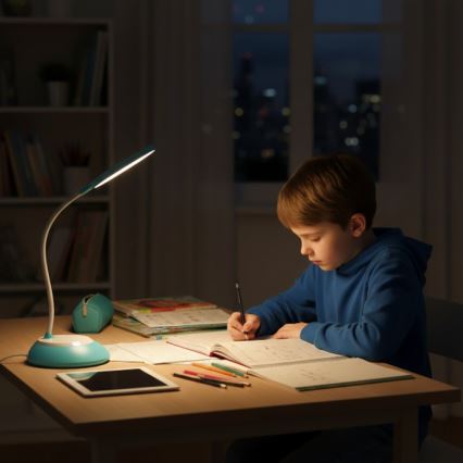 LED Dimmable επαναφορτιζόμενο επιτραπέζιο φωτιστικό	 VISUA LED/5W/5V 3000-5000K 1200 mAh μπλε