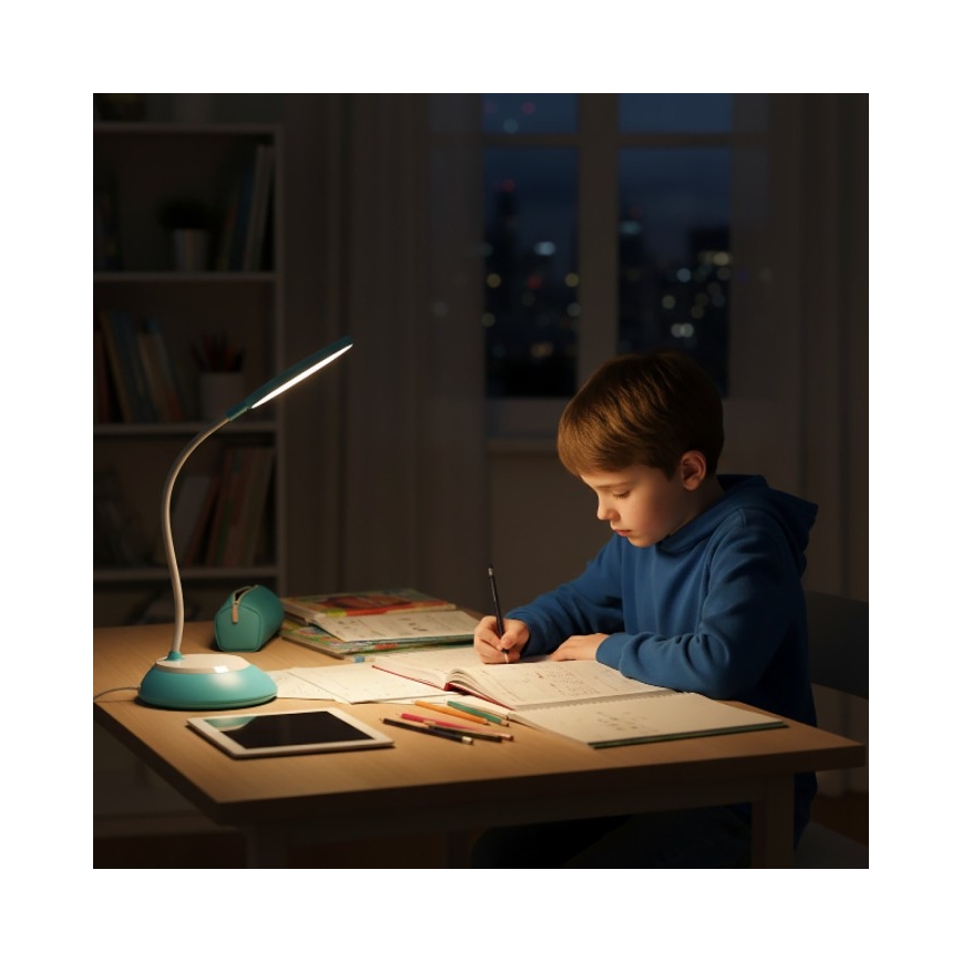 LED Dimmable επαναφορτιζόμενο επιτραπέζιο φωτιστικό	 VISUA LED/5W/5V 3000-5000K 1200 mAh μπλε