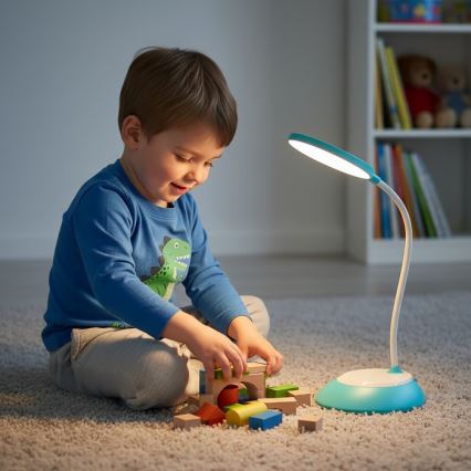LED Dimmable επαναφορτιζόμενο επιτραπέζιο φωτιστικό	 VISUA LED/5W/5V 3000-5000K 1200 mAh μπλε