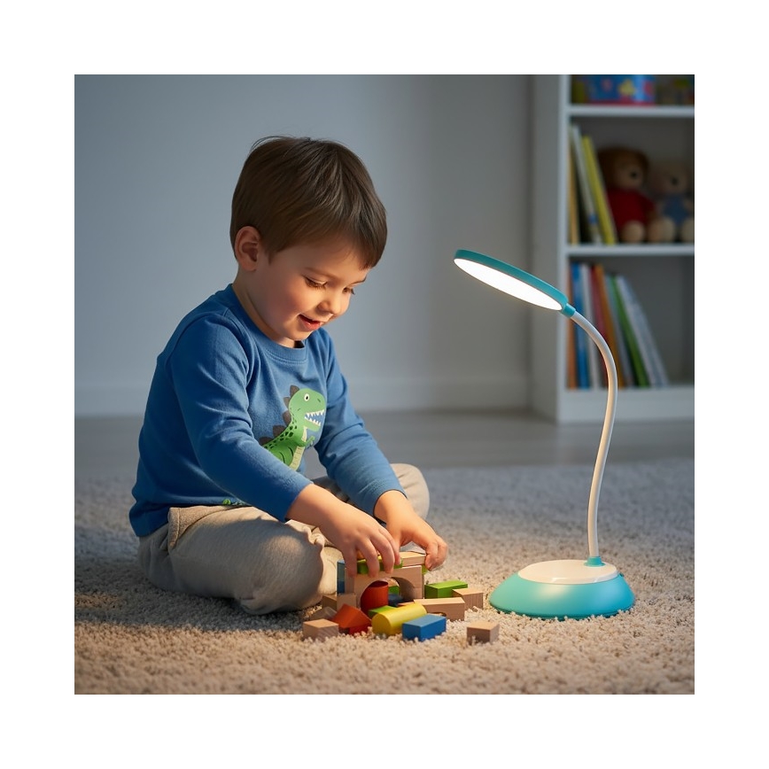 LED Dimmable επαναφορτιζόμενο επιτραπέζιο φωτιστικό	 VISUA LED/5W/5V 3000-5000K 1200 mAh μπλε