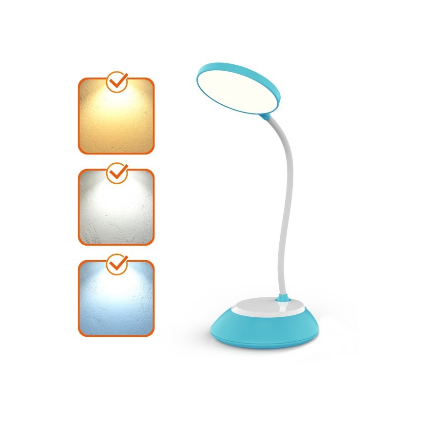 LED Dimmable επαναφορτιζόμενο επιτραπέζιο φωτιστικό	 VISUA LED/5W/5V 3000-5000K 1200 mAh μπλε